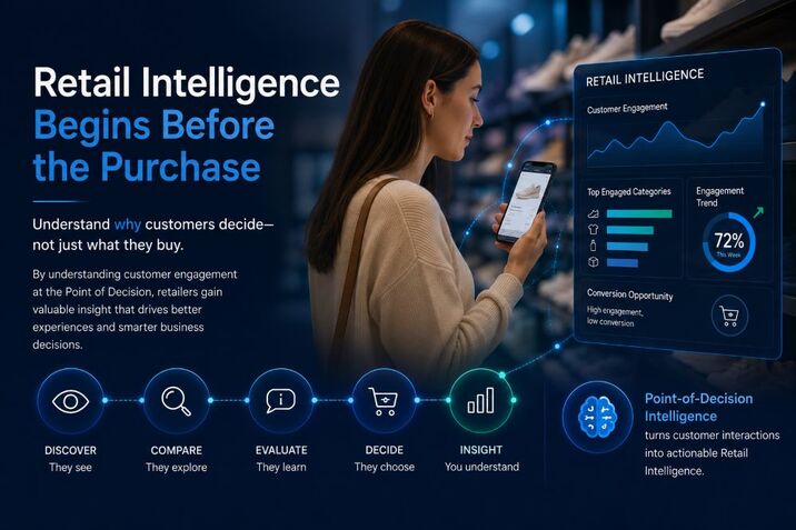 Customer using a smartphone to access product information.